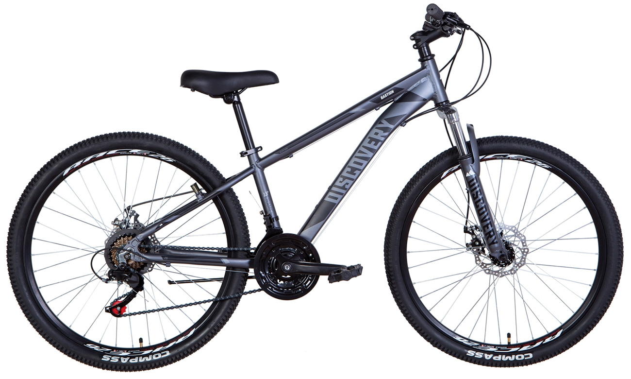 Фотография Велосипед Discovery BASTION AM DD 26" 2021, размер М, Серо-черный